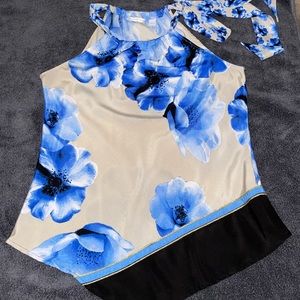 NY & Company Neck Tie Floral Tank, size M